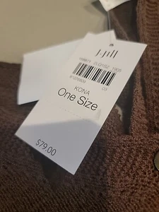 J Jill One Size Poncho Kona Pullover braun Strick Oversize Oberteil Damen Knopfleiste  - Bild 1 von 7