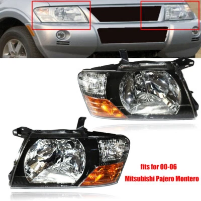 2PCS Headlights Headlamps Left + Right For 2000-2006 Mitsubishi Pajero Montero Foto 1 de 4