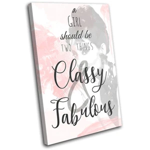 Audrey Hepburn Fashion Typography SINGLE CANVAS WALL ART Picture Print - Picture 1 of 1