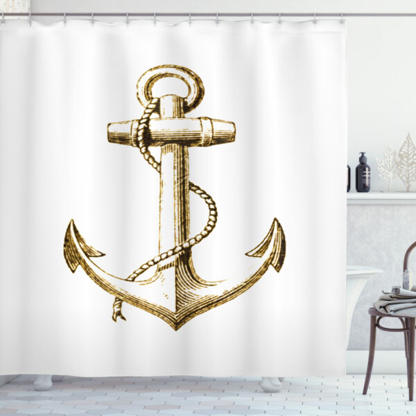 Anchor Shower Curtain Nautical Symbol Voyage Print For Bathroom