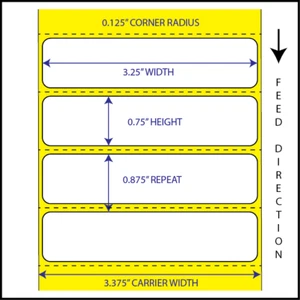 Direct Thermal 3.25"x0.75" Labels for Zebra ZD/GX/GK &1" core printers -12 ROLLS - Picture 1 of 1