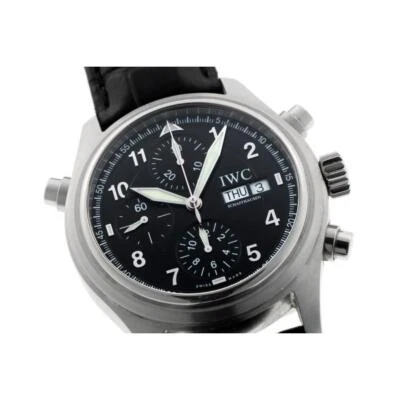IWC Spitfire Double Chronograph IW371333 Automatik Schwarzes Zifferblatt Lede... - Bild 1 von 4