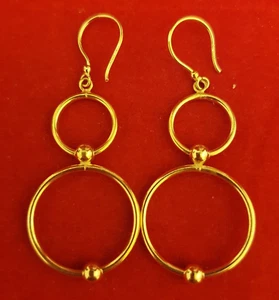 NEW 9ct Yellow Gold Drop Earrings Hallmarked 375 Made in Italy 9KT - Picture 1 of 4