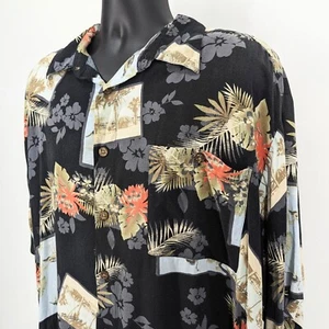 Camisa de campamento hawaiana vintage Paradise by Axis para hombre 2X XXL floral Aloha negra - Imagen 1 de 6