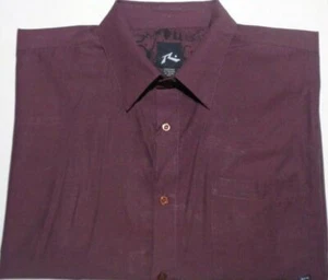 RUSTY MENS SIZE XXL PURPLE BUTTON UP SHORT SLEEVE SHIRT - Picture 1 of 5