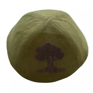 Olive Green Kippah with Tree Embroidery, IDF Golani Brigade - Picture 1 of 1