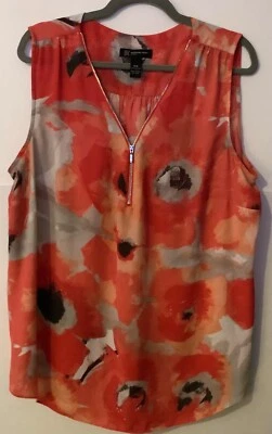 INC International Concepts Tunic Top Sleeveless Zip Multi Print  16W Free Shippi - Image 1 of 3