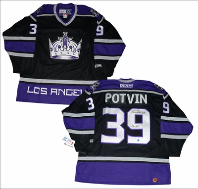 Felix Potvin 洛杉矶国王队洛杉矶国王队亲笔签名刻字CCM球衣黑色 — 第 1/4 张图片