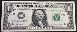 2017 San Francisco $1 Bill Quad Solid 4444’s Fancy Numbers Note - Picture 1 of 2