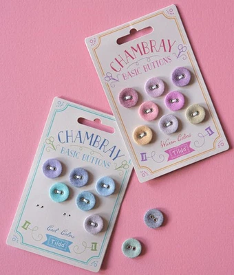 Tilda Chambray Basic fabric covered buttons , 16 mm (8 pieces) - Image 1 of 2