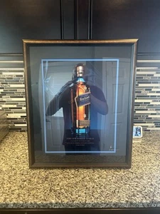 Johnnie Walker Blue Label Scotch Whiskey Wood Framed Picture with Mat - Picture 1 of 8