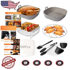 Air Fryer Racks Liners 8PC Set 6QT+ Vortex Cosori Square Essential Accessories. - Picture 1 of 9