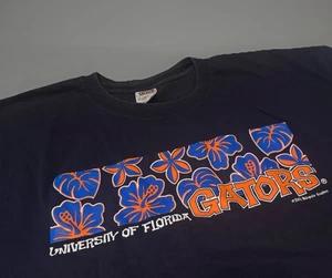 Vintage Y2K University of Florida Gators Floral Palm NCAA T-Shirt 2XL Navy Blue - Picture 1 of 5