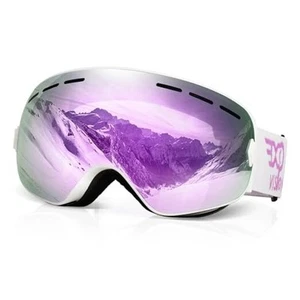Snowboard Ski Goggles Men Women Youth, Anti Fog OTG Winter Snow Goggles Cherry - Picture 1 of 7