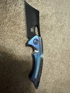 EOS Mini Nautilus Framelock Black/Blue Titanium Folding CPM-S60V Knife S30V - Picture 1 of 11