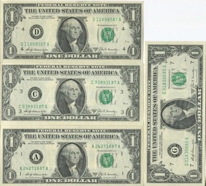 (7) 1969-B One Dollar $1 FRN Half Complete District Set CU SM288 - Picture 1 of 4