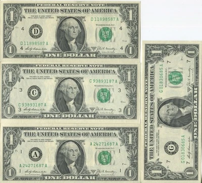 (7) 1969-B One Dollar $1 FRN Half Complete District Set CU SM288 - Image 1 of 4