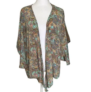 Karma Highway Kimono Duster Cardigan Jacket One Size Floral Paisley Boho Open - Picture 1 of 13