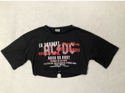 Camisa recortada AC DC negra grande para mujer concierto rock o busto 2016 manga corta Foto 1 de 4