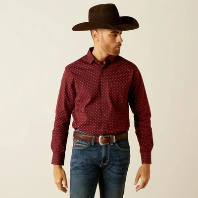Ariat McKinley Modern Fit Burgundy Long-Sleeve Shirt 10052313 Size XL - Image 1 of 3