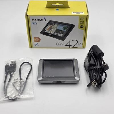 Garmin Nuvi 42LM 4.3" Portable GPS Free Lifetime Maps Cords Instructions  - Image 1 of 4