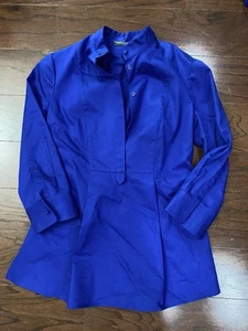 Alexander McQueen Pleated Blue Cotton Blouse Size 40 Luxury Designer Italy - Picture 1 of 11