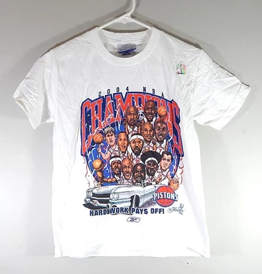 Detroit Pistons 2004 NBA Champions Reebok T-Shirt Shirt Youth Small White New - Image 1 of 2