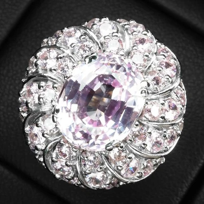 Anelli fatti a mano in argento sterling 925 kunzite rosa morbido chiaro di... - Immagine 1 di 4
