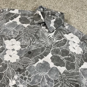 Tommy Bahama Coconut Point Hemd S grau Blumen Knopfleiste Kurzarm Tencel - Bild 1 von 9