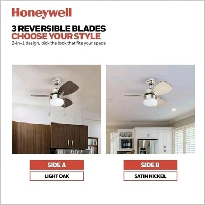 Ocean Breeze Modern 30 Inch Ceiling Fan with Light, Pull Chain LED Indoor Fan... - Image 1 of 4