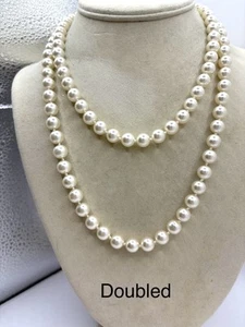 Ivory Hand Knotted Glass Pearls 36in. Necklace - Picture 1 of 9
