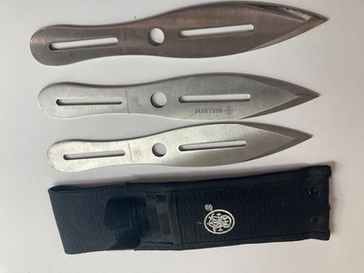 Juego de 3 cuchillos de lanzamiento Smith & Wesson hoja de espiga completa con funda Foto 1 de 4