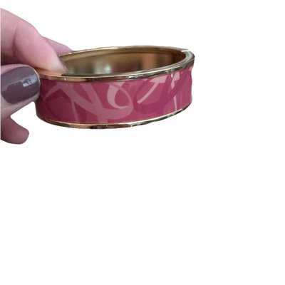 Avon Pink Hope Ribbon Hinged Cuff Bracelet Breast Cancer Awareness - Image 1 of 4