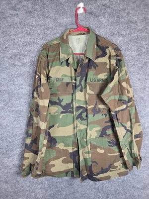 Vintage U.S. Army BDU Coat Mens Medium Long Woodland Camo Combat USGI 50/50 90s - Image 1 of 4