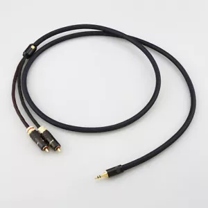 HIFI Silver Plated Cable RCA Phono to 3.5mm Stereo Mini Jack Audio Aux Cable 1m - Picture 1 of 9