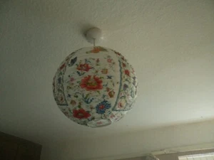 Hand decorated paper lantern lampshade with flowers and butterflies - Picture 1 of 9