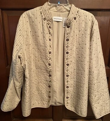 Chaqueta Alfred Dunner Manga Larga Acolchada Frente Abierto Mujer Marrón Beige Talla 16 Foto 1 de 4