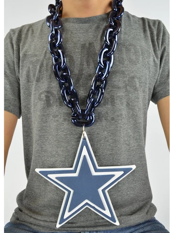 New NFL Dallas Cowboys BLUE Fan Chain Jumbo Size Necklace Foam Cover