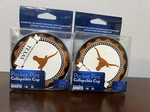 University Of Texas Collapsible pocket Pint cup beer beverage Fan Tailgate 2pk - Picture 1 of 5