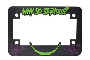 Marco de matrícula de motocicleta Why So Serious 3D elevado (verde lima y púrpura) - Imagen 1 de 4