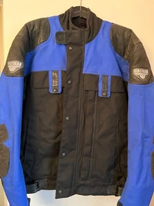 FirstGear Motorcycle Armored Jacket LT Black/Blue Leather-Tex High Performance - Picture 1 of 15
