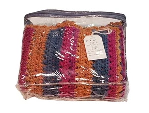 Crochet Baby Blanket Boho Style Afghan Handmade 31x36 - Picture 1 of 4