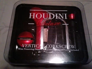 HOUDINI DELUXE VERTIKALES KORKENZIEHER SET - STOPPER - FOLIENSCHNEIDER, ERSATZSPIRALE  - Bild 1 von 4