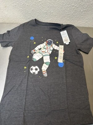 Boys Soccer Astronaut Graphic Short Sleeve T-Shirt Cat & Jack Gray Large 12/13 - Image 1 of 4