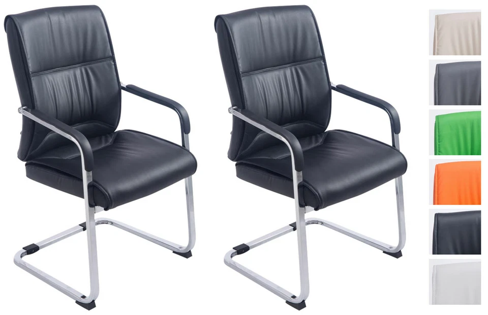 2er Set Freischwinger XL Anubis Kunstleder Metallgestell Armelehne Bodenschoner - Bild 1 von 1