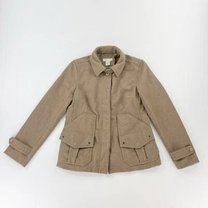 J Crew Tan Brown Long Sleeve Wool Blend Utility Field Jacket Top Womens XS - Picture 1 of 4
