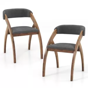 Set of 2 Farmhouse Dining Chairs Padded Cushion Chair Living Room W/ Curved Back - Picture 1 of 11