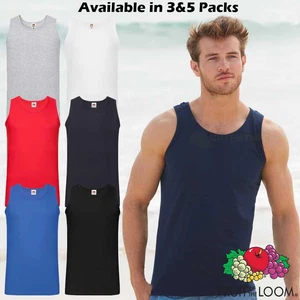 Fruit of the Loom Mens Plain Athletic Vests Tank Top Gym Training T Shirt Vest