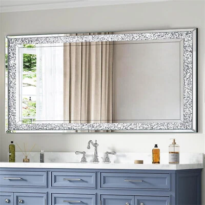Extra Large Crushed Diamond Wall Venetian Mirror 48x24 Inch Decor Accent Mirror - Image 1 of 4