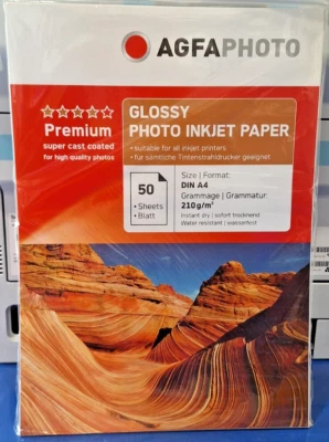 CARTA FOTOGRAFICA LUCIDA A4 AGFAPHOTO AP21050A4 - 50 FG, 210 G/M - NUOVO